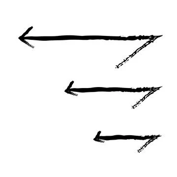 Acute left arrows in descending size grunge doodle design element set 스톡 일러스트