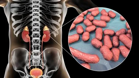 Acute pyelonephritis caused by bacteria Acinetobacter baumannii, medical conc Stock Illustration