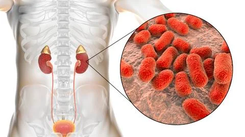Acute pyelonephritis caused by bacteria Acinetobacter baumannii, medical conc Stock Illustration