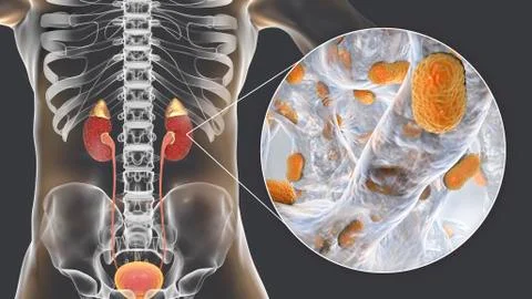 Acute pyelonephritis caused by bacteria Acinetobacter baumannii, medical conc Stock Illustration