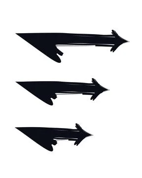 Acute right arrows in size variation bold thick stroke graphic element set イラスト素材