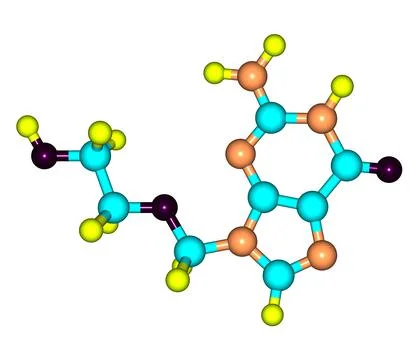 Acyclovir molecule isolated on white Stock Illustration