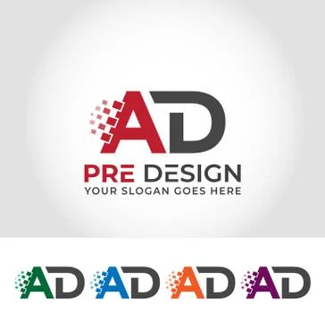 AD Alphabet Creative Logo Design Concept Stock Illustration