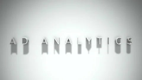 Ad analytics 3D title animation white text on a white background Stock Footage 299757844