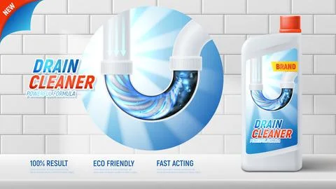 Ad banner of drain cleaner Stock Illustration