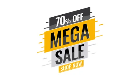 Ad banner Mega sale discount Up to 70% off motion graphic. Stock Footage