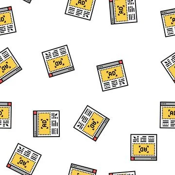 Ad banner on website vector seamless pattern Illustrazione stock