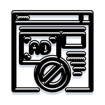 Ad block internet browser blocking ads illustration Stock Illustration