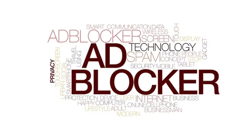 Ad blocker animated word cloud, text design animation. Kinetic typography. Stock Footage 71942756