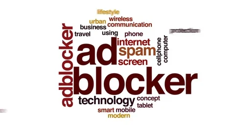 Ad blocker animated word cloud, text design animation. Stock Footage 72256589