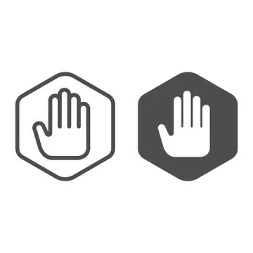 Ad blocker line and solid icon. Shield with hand block. World wide web vector Stock-Illustration