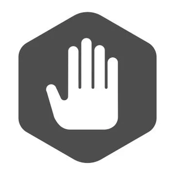 Ad blocker solid icon. Shield with hand block. World wide web vector design Stock Illustration