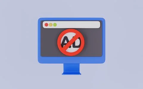 Ad Blocker from web browser 3d illustration Illustrazione stock