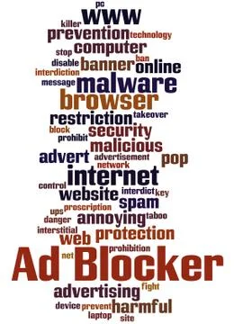 Ad Blocker, word cloud concept 库存插图