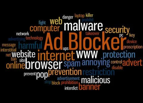 Ad Blocker, word cloud concept Stock Illustration