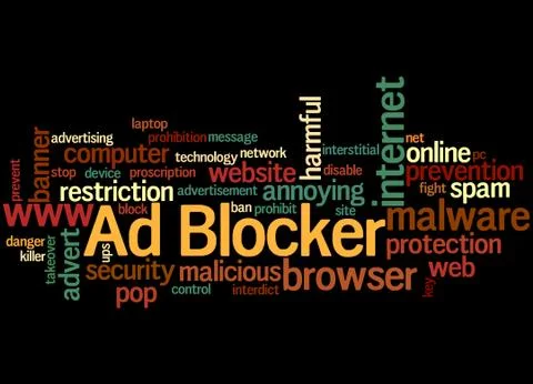 Ad Blocker, word cloud concept 库存插图