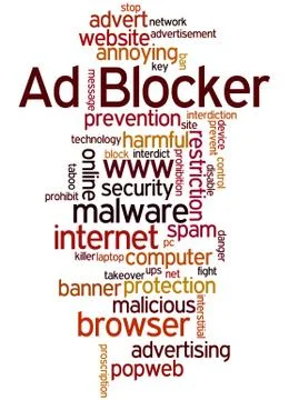 Ad Blocker, word cloud concept Stock Illustration