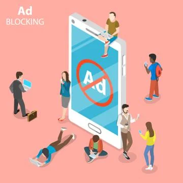 Ad blocking flat isometric vector concept. Stockillustratie