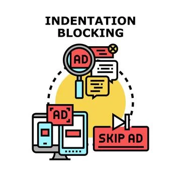 Ad blocking preventing digital advertising content concept 库存插图