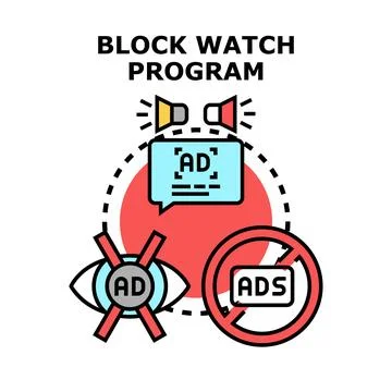 Ad blocking program protecting users from online advertisements Stock Illustration