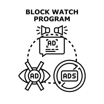 Ad blocking program protecting users from online advertisements Stock Illustration