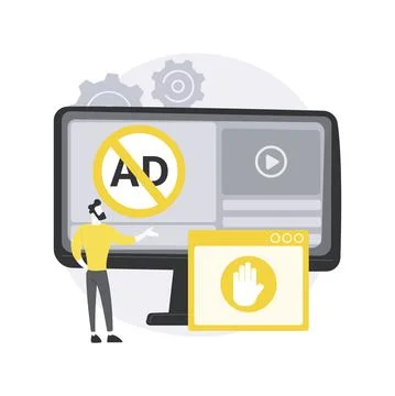 Ad blocking software abstract concept vector illustration. Stock Illustration