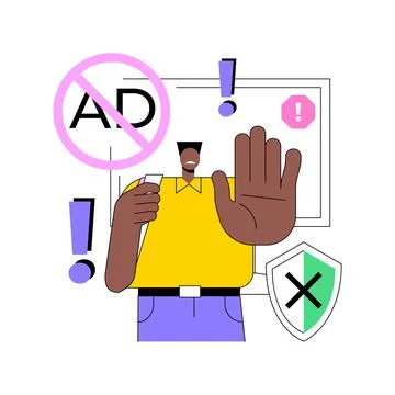 Ad blocking software abstract concept vector illustration. Stock Illustration