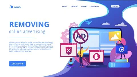 Ad blocking software concept landing page. Stock-Illustration