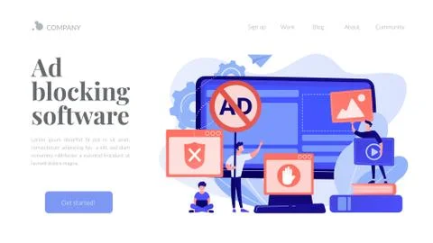 Ad blocking software concept landing page. Stock-Illustration