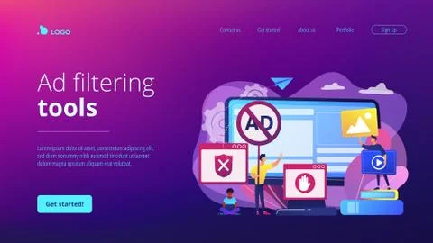 Ad blocking software concept landing page. Stock-Illustration