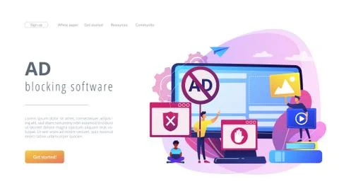 Ad blocking software concept landing page. Stock-Illustration