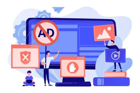 Ad blocking software concept vector illustration. Ilustração Stock