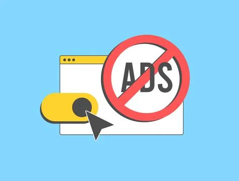 Ad blocking technology for secure browsing, preventing pop-ups and unwanted ads Stock-Illustration