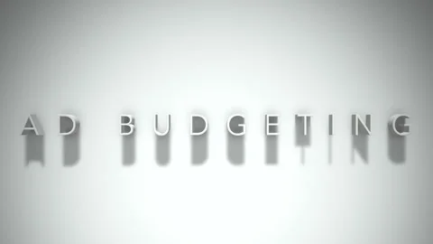 Ad budgeting 3D title animation white text on a white background Stock Footage 299757845