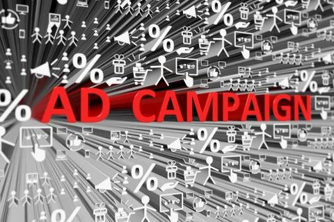 AD CAMPAIGN concept blurred background 3d render illustration Stock Illustration