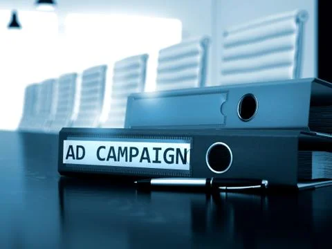 Ad Campaign on Ring Binder. Toned Image Stock Illustration