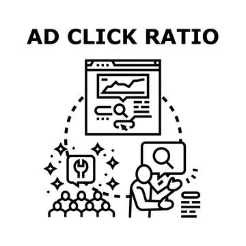 Ad click ratio measuring and data analyzing process Stock Illustration