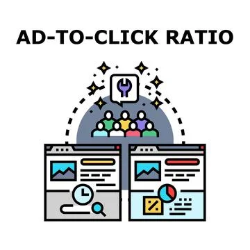 Ad to click ratio optimizing audience engagement strategy Stock Illustration
