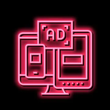 Ad on computer phone and tablet display color icon vector illustration Stock-Illustration