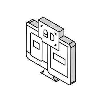 Ad on computer phone and tablet display isometric icon vector illustration Stock-Illustration