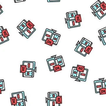 Ad on computer phone and tablet display vector seamless pattern イラスト素材