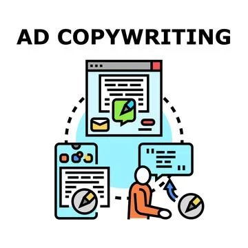 Ad copywriting concept creating engaging digital content Illustrazione stock