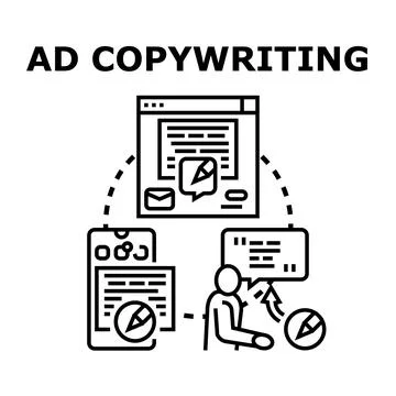 Ad copywriting concept creating engaging digital content Illustrazione stock
