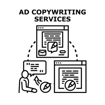 Ad copywriting services concept for digital content creator Stock Illustration