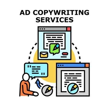 Ad copywriting services concept for digital content creator Stock Illustration