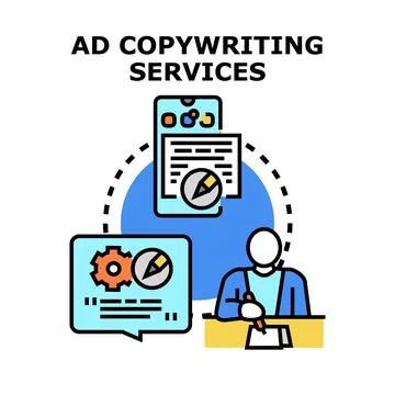 Ad copywriting services concept presenting digital marketing Stock Illustration