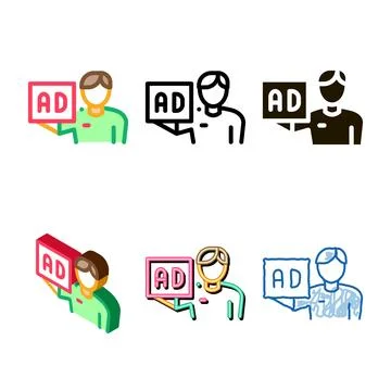 Ad for courier position looks icon vector outline Stock Illustration