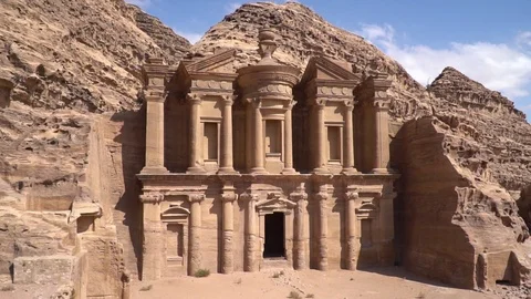 Ad Deir Monastery in ancient city of Petra, Jordan Stock Footage 119178153