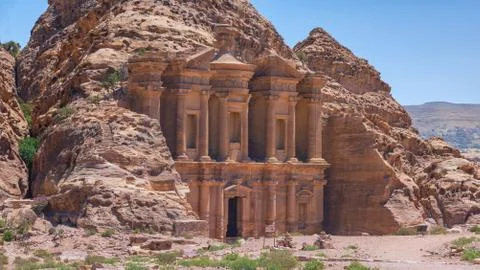Ad Deir Monastery, a spectacular example of Nabataean architecture, classical Stock Photos
