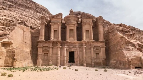 Ad Deir or the Monastery, a famous building in ancient city of Petra, Jordan Stock Footage 108798683